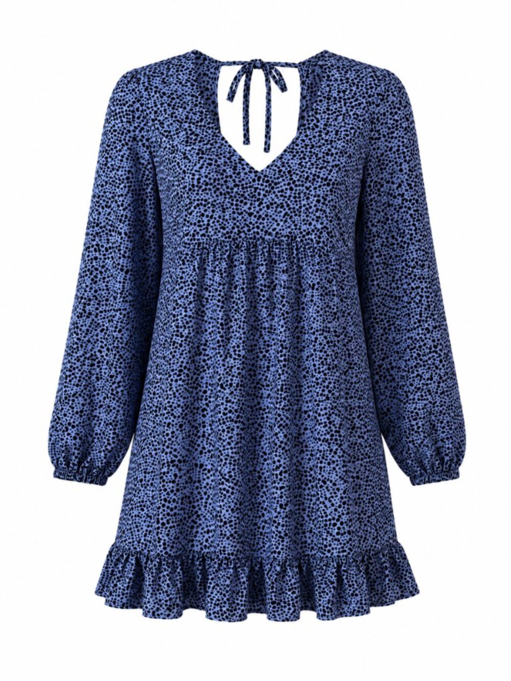 💖 2/40 Dynamite Blue Leopard Print Tie Back Mini Dress Size M - Picture 1 of 4